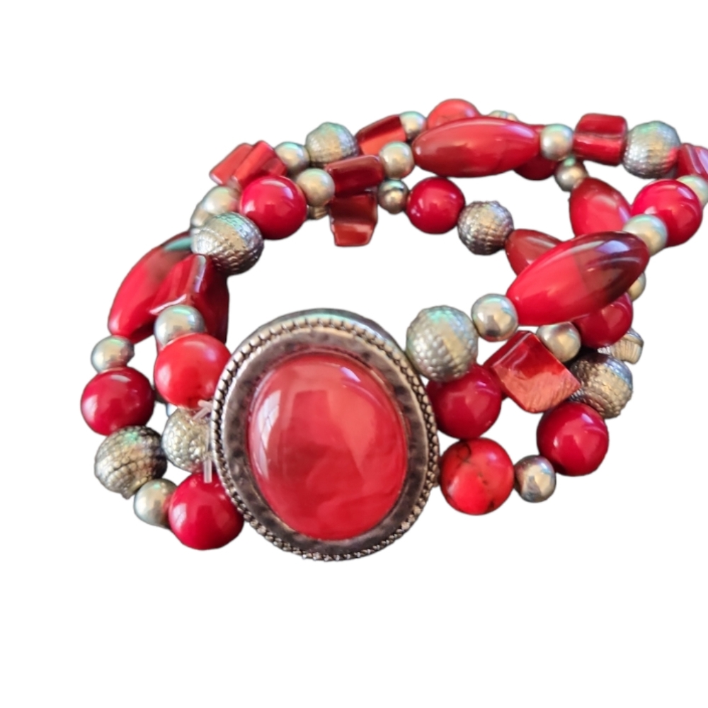 🆕️ Red Beaded Stretch Bracelet
